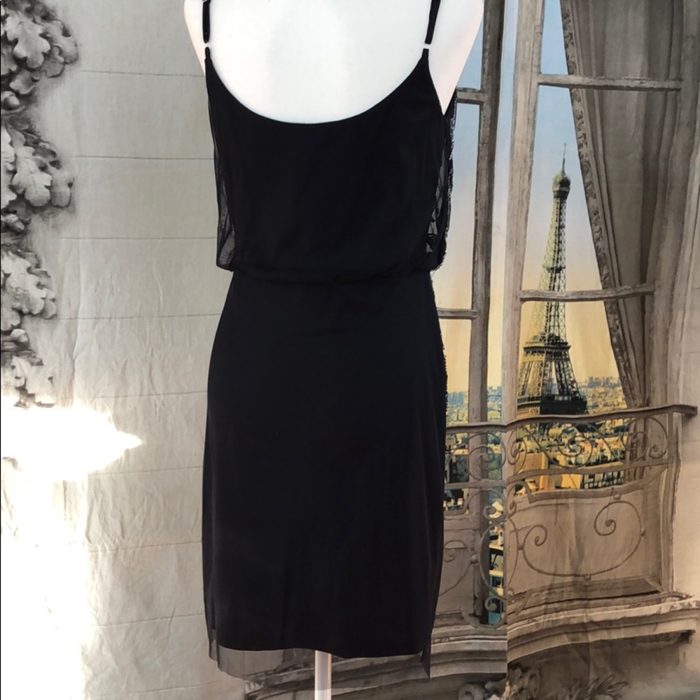 Adrianna Papell Mesh Floral Beaded Sheath Midnight - Picture 4 of 8